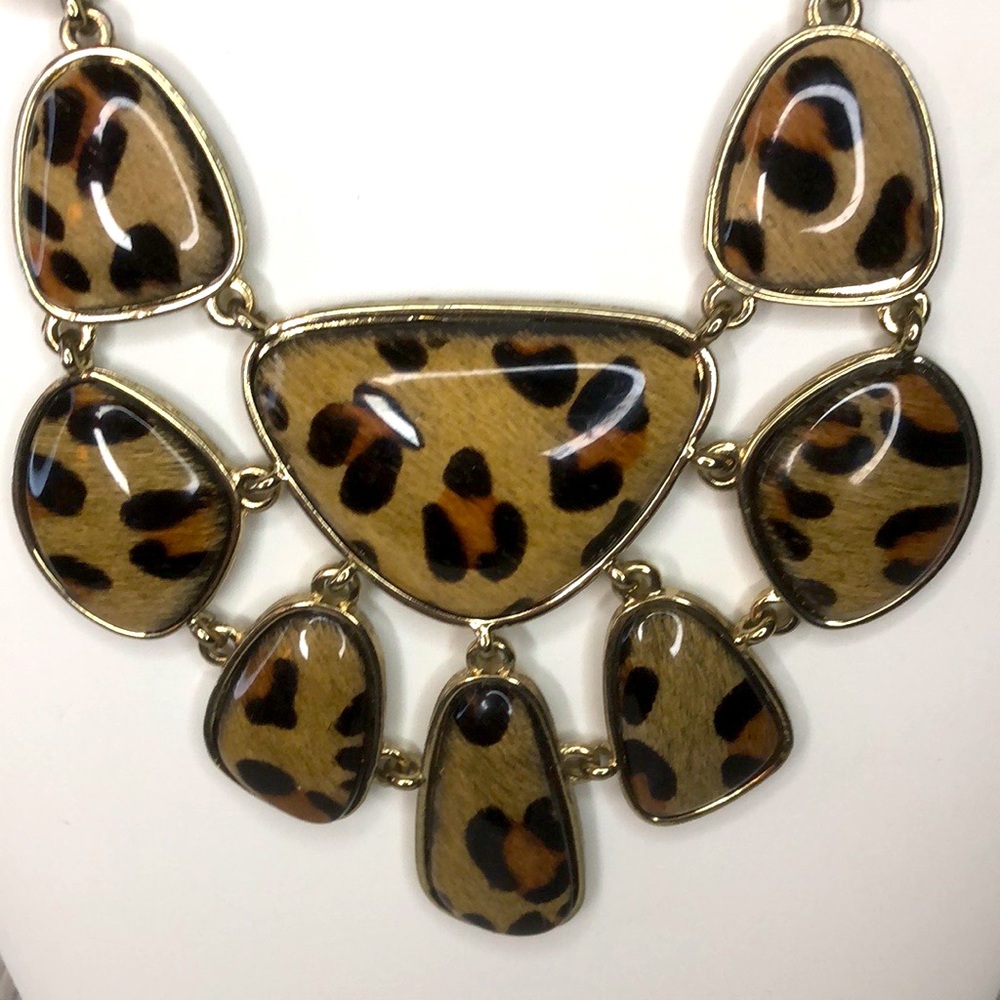 Silver Tone and Faux Leather Necklace